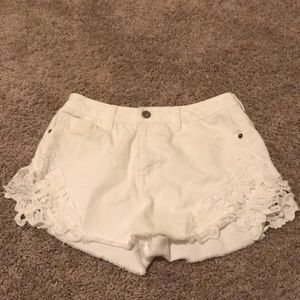 White jean shorts